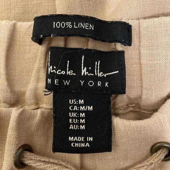 Great Condition, SZ M, 100% LINEN, Nicole Miller New York Joggers, Beige - Picture 2 of 3